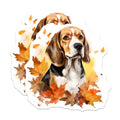 (2 Pack) Beagle Magnets - Autumn Dog Decor - Fall Maple Leaf Accent - 5 Inches On Longest Side - Thick Durable Magnet - Made in USA - MAG24148