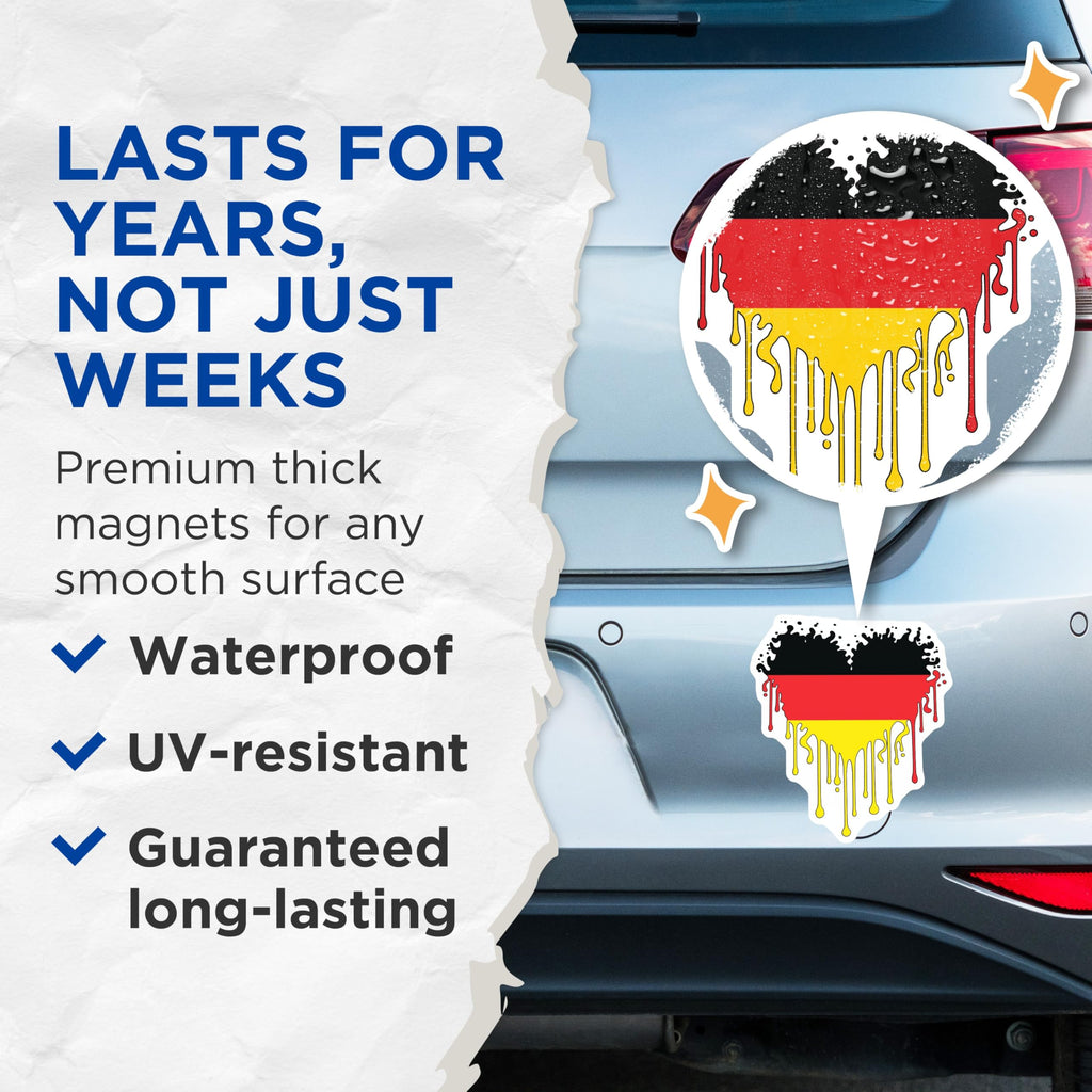 (2 Pack) German Flag Magnets - Germany Pride - Europe Country Fridge Magnets - 5" On Longest Side - Premium Magnet - for Cars, Refrigerators, Toolboxes, Lockers - Made in USA - MAG17273