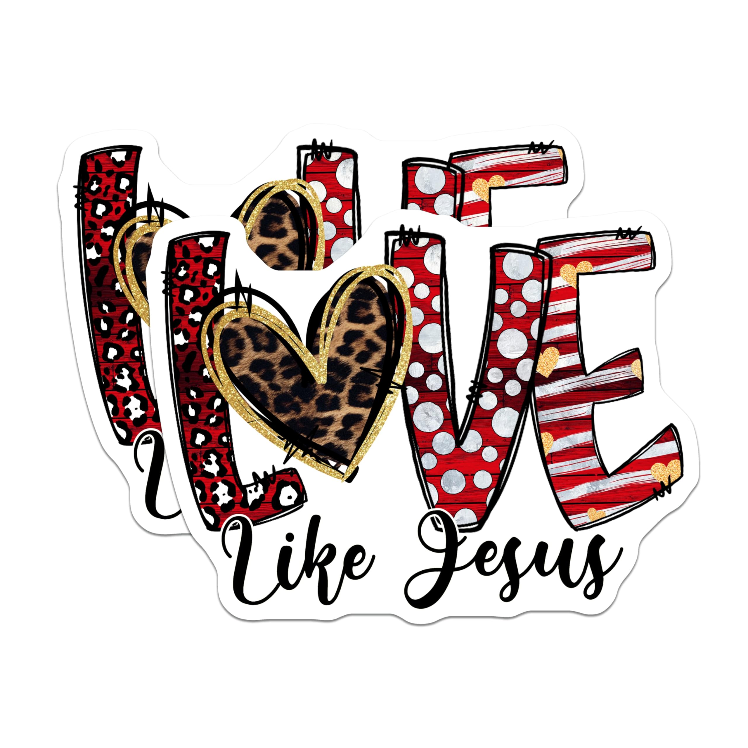 (2 Pack) Love Like Jesus Magnets - Christian Faith Decor - Inspirational Leopard Print Accents - 5 Inches On Longest Side - Thick Durable Magnet - Made in USA - MAG25006