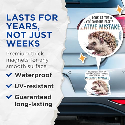 (2 Pack) Funny Quote Magnets Magnets - Creative Mistake Hedgehog - 5" On Longest Side - Made in USA - Sticks to Refrigerators & Metal Surfaces - MAG8750