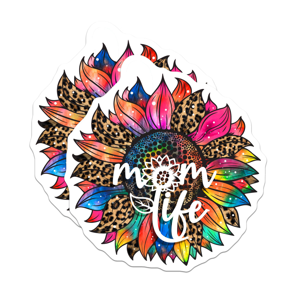 (2 Pack) Mom Life Magnets - Leopard Sunflower - Refrigerator Magnets - 5" On Longest Side - Premium Magnet - for Cars, Refrigerators, Toolboxes, Lockers - Made in USA - MAG17245
