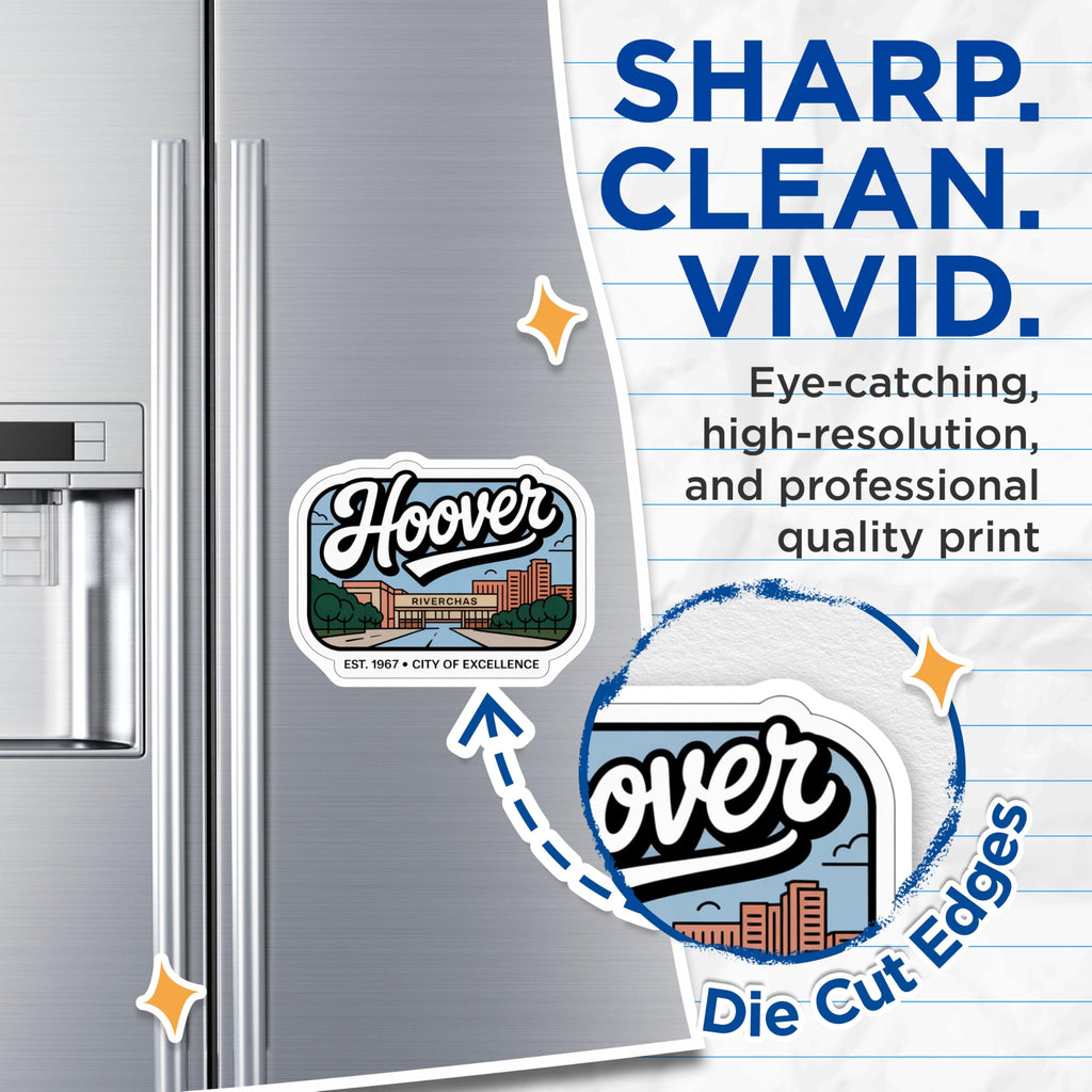(2 Pack) Hoover Alabama Magnets - Riverchase - City of Excellence - Souvenir Magnets - 5" On Longest Side - Premium Magnet - for Cars, Refrigerators, Toolboxes, Lockers - Made in USA - MAG17172