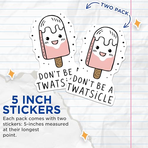 (2 Pack) Funny Ice Cream Stickers - 5" On Longest Side - Sticks to Smooth Flat Surfaces - Made in USA - BMCS8675 - BMCS8675