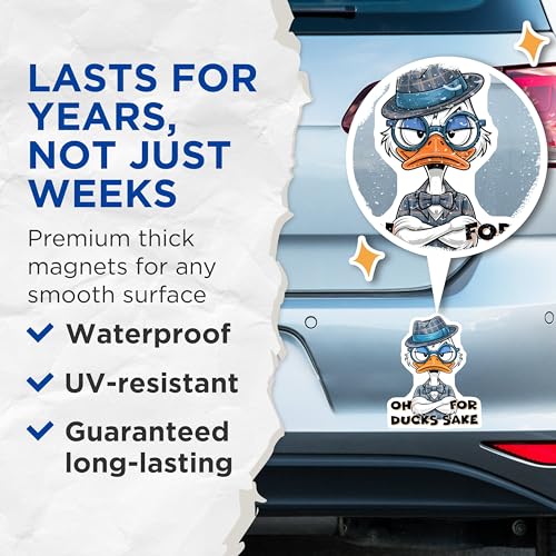 (2 Pack) Funny Duck Design Magnet - Humorous Cartoon - 5" On Longest Side - Sticks to Smooth Flat Surfaces - Made in USA - MAG9715