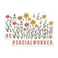 (2 Pack) Social Worker Stickers - Floral Stickers - Appreciation Stickers- 5" On Longest Side - Sticks to Smooth Flat Surfaces - Made in USA - BMCS16233