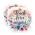 (2 Pack) Inspirational Quote Stickers - Teach Love Inspire Stickers - Motivational Teacher Stickers - 5" On Longest Side - Sticks to Smooth Flat Surfaces - Made in USA - BMCS4420