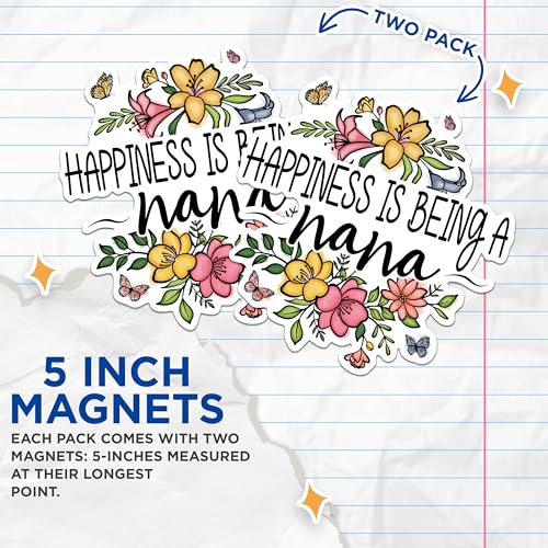 (2 Pack) Happiness is Being A a Magnets - Flower Design Magnets - Inspirational Quote Magnets- 5" On Longest Side - for Fridges, Toolboxes, Cars - Made in USA - MAG3010