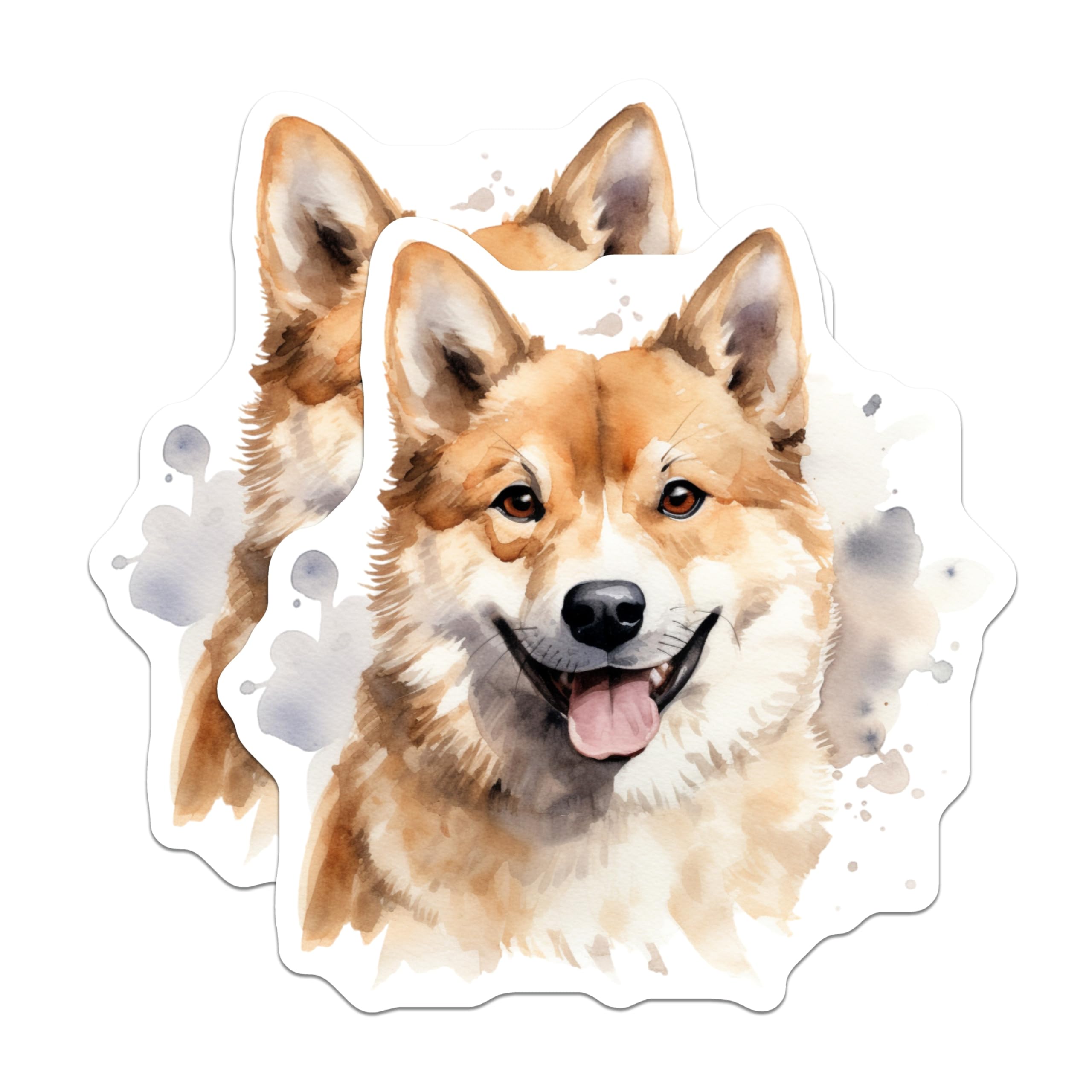 (2 Pack) Shiba Inu Magnets - Watercolor Dog Art - Cute Pet Fridge Decor - Animal Lover Appreciation - Happy Puppy Art - 5 Inches On Longest Side - Thick Durable Magnet - Made in USA - MAG28347