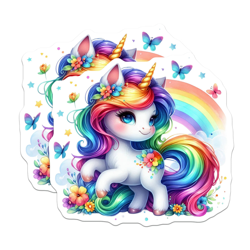 (2 Pack) Cute Rainbow Unicorn Magnets - Magical Fantasy Decor - Kids Room Aesthetic - Fridge Locker Art - 5 Inches On Longest Side - Thick Durable Magnet - Made in USA - MAG36641