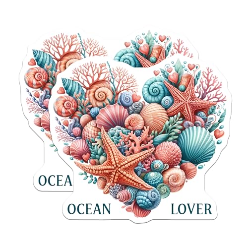 (2 Pack) Ocean Lover Stickers - 5" On Longest Side - Sticks to Smooth Flat Surfaces - Made in USA - BMCS9290 - BMCS9290