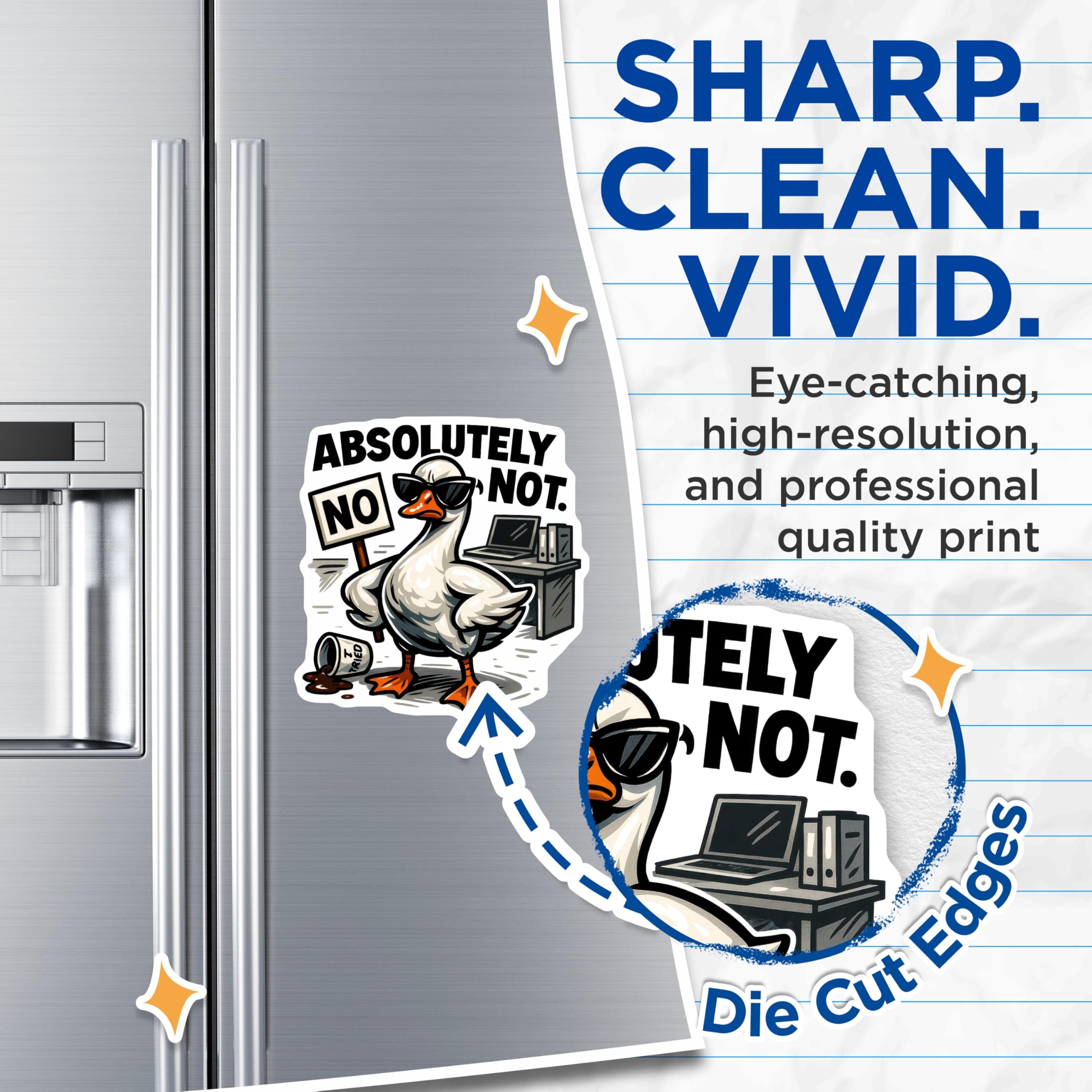 (2 Pack) Absolutely Not Goose Magnets - Sarcastic Office Humor - Funny Refrigerator Decor - 5 Inches On Longest Side - Thick Durable Magnet - Made in USA - MAG21334
