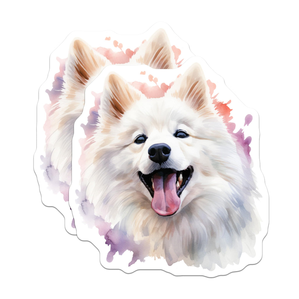 (2 Pack) Samoyed Dog Magnets - Watercolor Pet Art - Happy Smiling Fluffy Puppy Decor - White Dog Lover Items - 5 Inches On Longest Side - Thick Durable Magnet - Made in USA - MAG24829