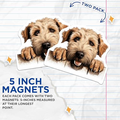(2 Pack) Puppy Face Refrigerator Decor Magnet - 5" On Longest Side - Sticks to Smooth Flat Surfaces - Made in USA - MAG10284