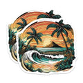 (2 Pack) Tropical Sunset Stickers - 5" On Longest Side - Sticks to Smooth Flat Surfaces - Made in USA - BMCS9263 - BMCS9263