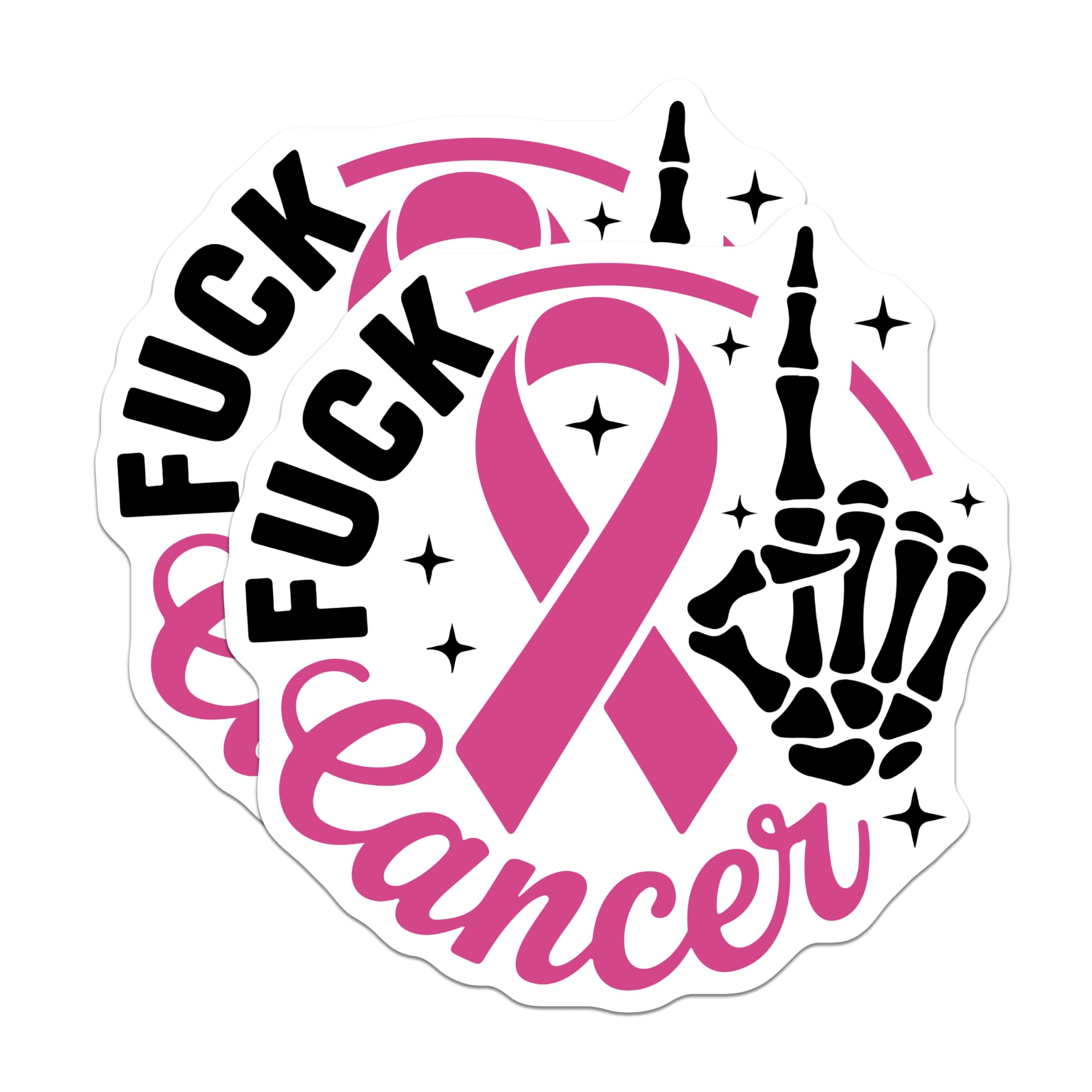 (2 Pack) Cancer Awareness Magnets - Fight Cancer Ribbon - Skeleton Hand Hope Magnets - 5" On Longest Side - Premium Magnet - for Cars, Refrigerators, Toolboxes, Lockers - Made in USA - MAG16956