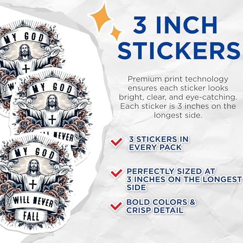 (3 Pack) My God Decals - Christian Laptop Decal - Religious Sticker Art - 3 Inches On Longest Side - Easy Peel & Apply - Made in USA - 3MCS2920