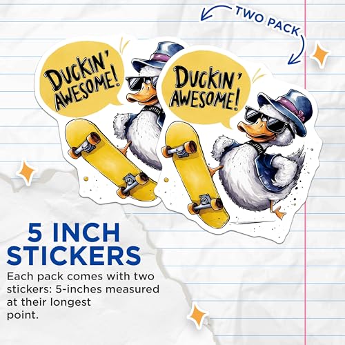 (2 Pack) Funny Duck Stickers - Awesome Duck Decals - 5" On Longest Side - Sticks to Smooth Flat Surfaces - Made in USA - BMCS8543 - BMCS8543