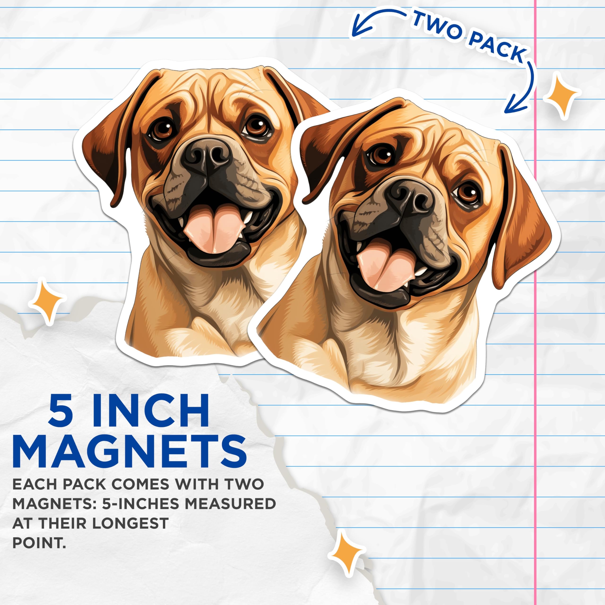 (2 Pack) Happy Dog Magnets - Pet Lover Refrigerator Decor - Kitchen Locker Whiteboard Art - 5 Inches On Longest Side - Thick Durable Magnet - Made in USA - MAG27821