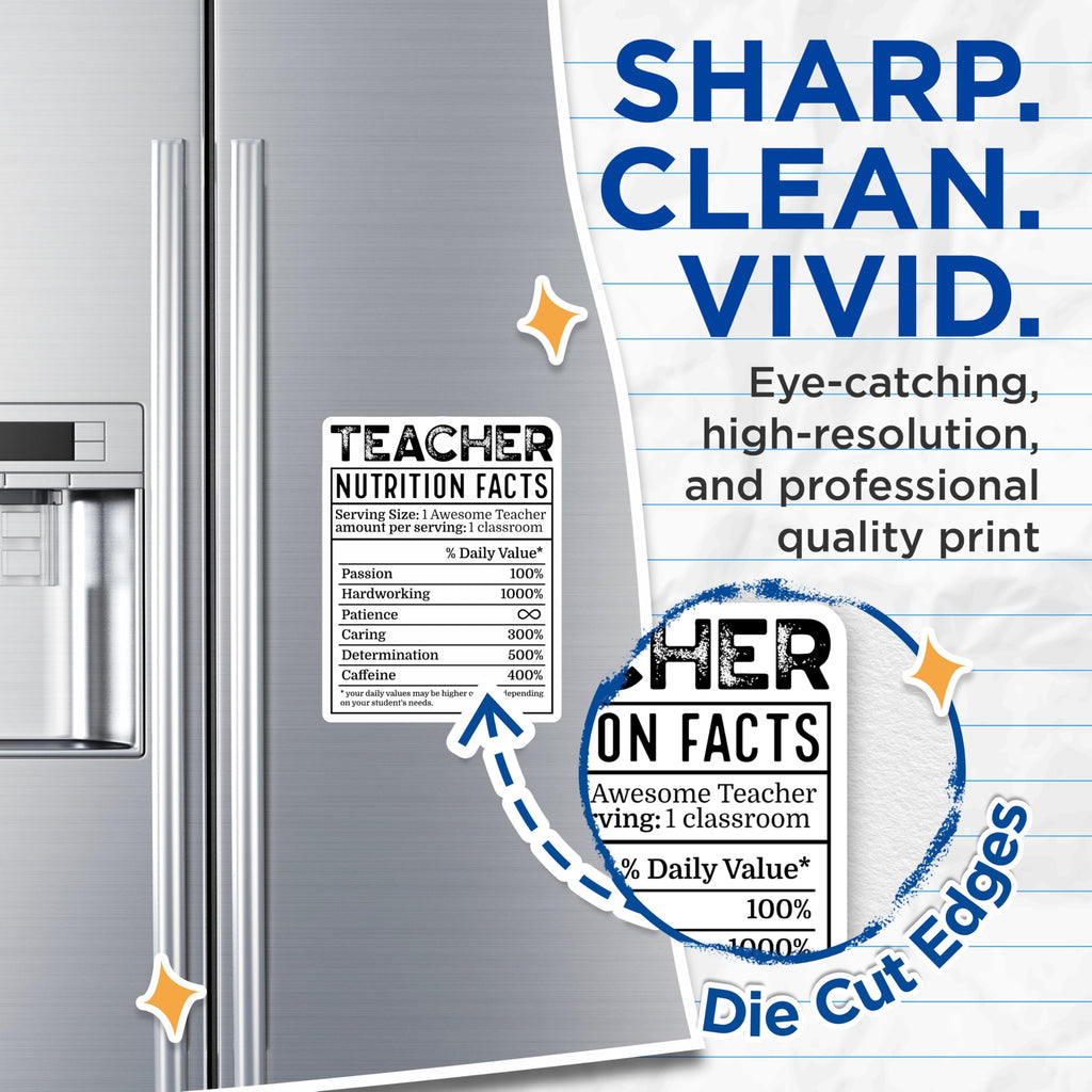 (2 Pack) Teacher Nutrition Facts Magnets - Educator Humor - Classroom Decor - 5" On Longest Side - Premium Magnet - for Cars, Refrigerators, Toolboxes, Lockers - Made in USA - MAG15517