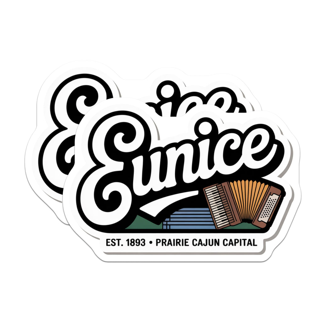 (2 Pack) Eunice Louisiana Magnets - Cajun Capital Design - Accordion Illustration - 5" On Longest Side - Premium Magnet - for Cars, Refrigerators, Toolboxes, Lockers - Made in USA - MAG18178