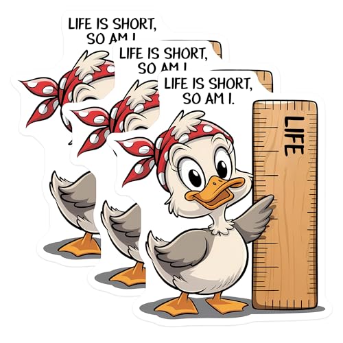 (3 Pack) Life is Short Decals - Duck Cartoon - Laptop Decal - 3 Inches On Longest Side - Easy Peel & Apply - Made in USA - 3MCS2112
