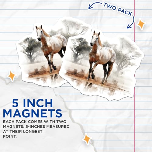 (2 Pack) Majestic Horse Art Magnets - Horse for Home - Animal Lovers Collectibles - 5" On Longest Side - for Cars, Fridges, Toolboxes - Made in USA - MAG3800