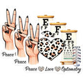 (3 Pack) Optometry Decals - Eye Exam - Peace Love Decal - 3 Inches On Longest Side - Easy Peel & Apply - Made in USA - 3MCS6841