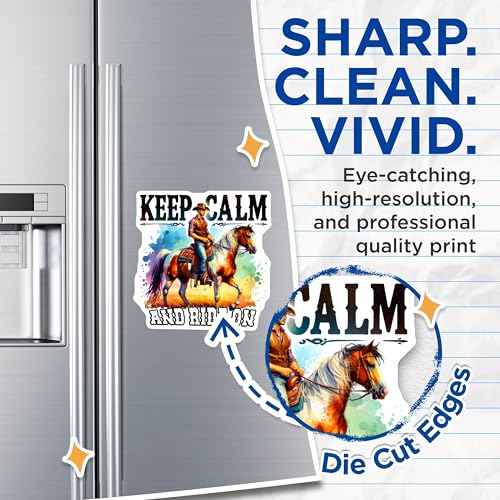 (2 Pack) Keep Calm and Ride On Magnets - Cowboy Horse - Western Theme Decor - 5" On Longest Side - for Cars, Fridges, Toolboxes - Made in USA - MAG6730