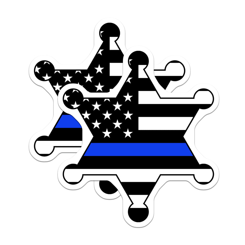 (2 Pack) Thin Blue Line Magnets - Police Support Star - Law Enforcement USA Flag Badge - 5 Inches On Longest Side - Thick Durable Magnet - Made in USA - MAG20638