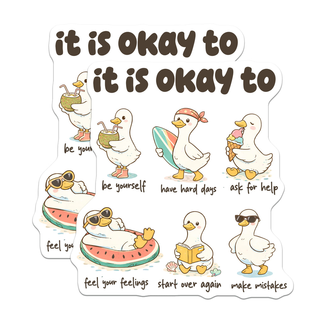 (2 Pack) Mental Health Magnets - Self Care Ducks - Positive Affirmation Decor - Encouragement Reminder for Fridge Therapy Office - 5" - Thick Durable Magnet - Made in USA - MAG39377