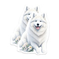 (2 Pack) Samoyed Dog Magnets - White Fluffy Dog Lover Decor - Refrigerator Locker Accents Pet Parent - 5 Inches On Longest Side - Thick Durable Magnet - Made in USA - MAG36182