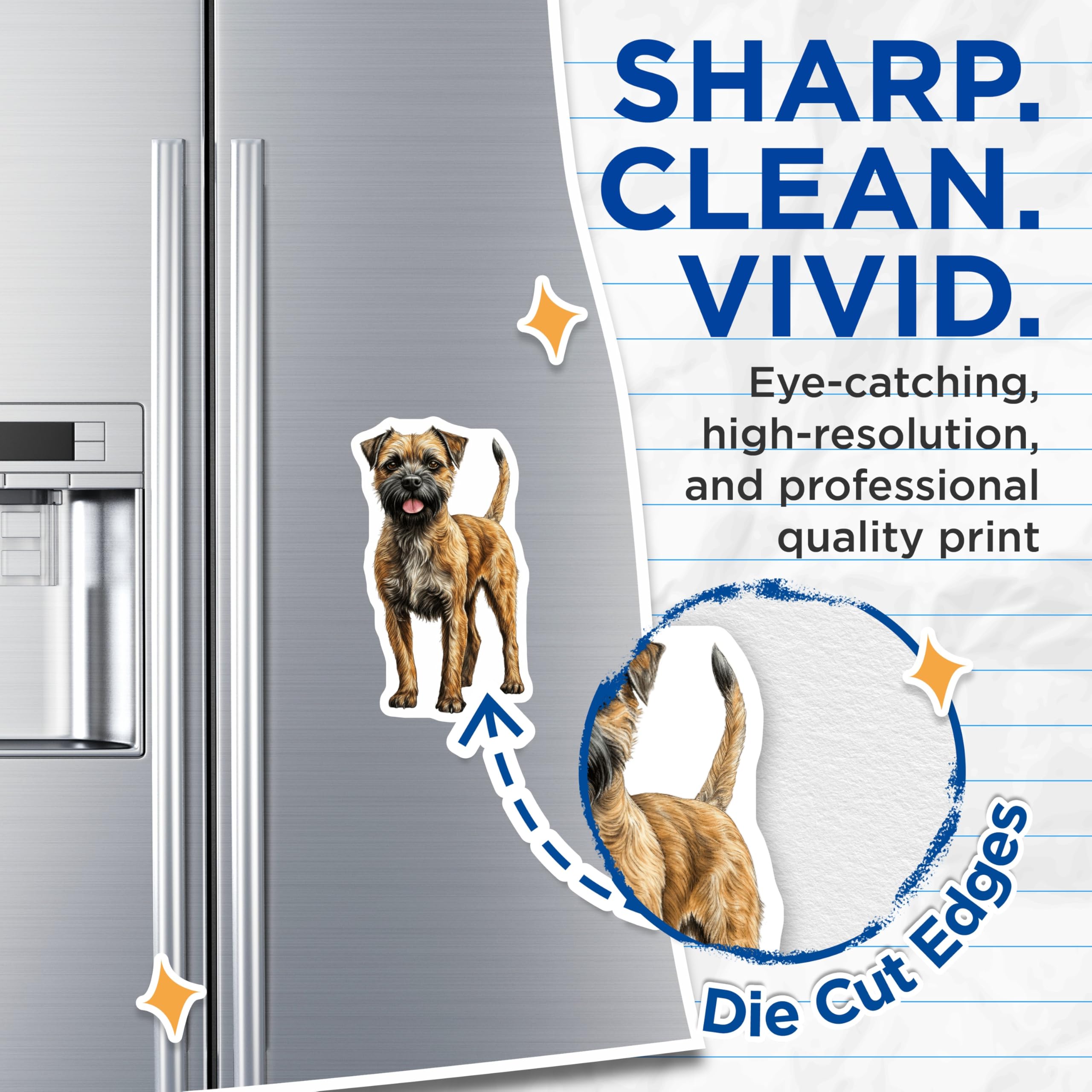 (2 Pack) Border Terrier Magnets - Dog Mom Accessories - Pet Lover Decor - Wire Haired Terrier Art - 5 Inches On Longest Side - Thick Durable Magnet - Made in USA - MAG29820