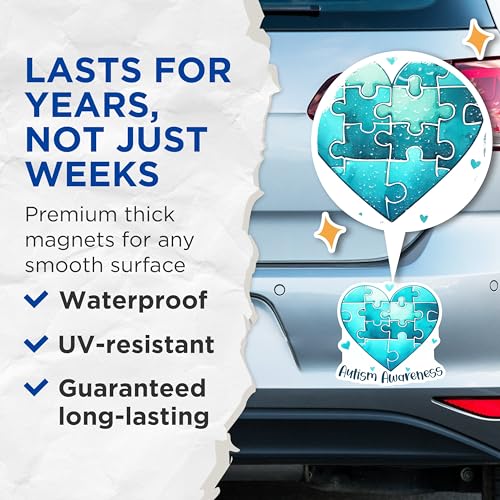 (2 Pack) Autism Awareness Magnets - 5" On Longest Side - for Cars, Fridges, Toolboxes - Made in USA - MAG8132