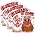 (3 Pack) Chickens in Love Decals - Cute Chicken Sticker - Valentine's Day Decal - 3 Inches On Longest Side - Easy Peel & Apply - Made in USA - 3MCS1836