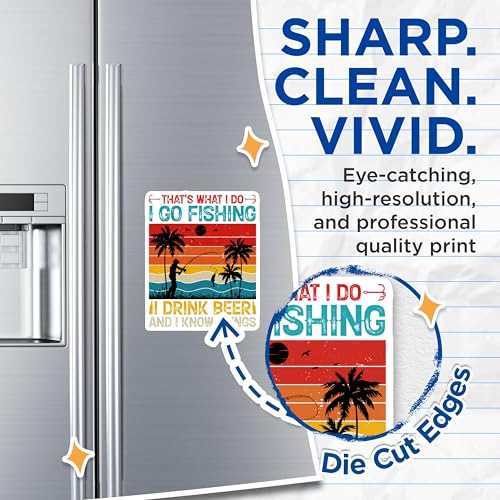 (2 Pack) That's What I Do Magnets - I Go Fishing - I Drink Beer - Funny Quote Magnets - Retro Style Magnets - 5" On Longest Side - for Cars, Fridges, Toolboxes - Made in USA - MAG4439
