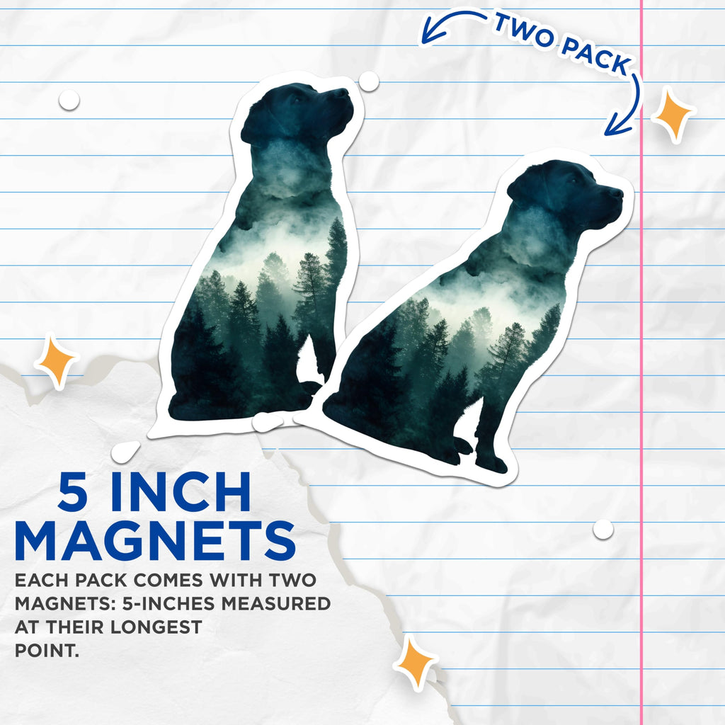 (2 Pack) Labrador Dog Magnets - Mountain Forest - Silhouette Magnets - 5" On Longest Side - Premium Magnet - for Cars, Refrigerators, Toolboxes, Lockers - Made in USA - MAG16277