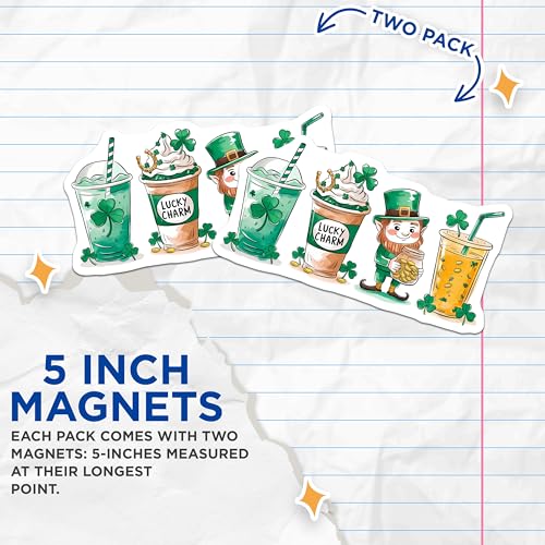 (2 Pack) Lucky Charm Magnet Magnets - St. Patrick's Day Decor - Fun Kitchen - 5" On Longest Side - Made in USA - Sticks to Refrigerators & Metal Surfaces - MAG8411