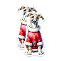 (2 Pack) Smiling Whippet Santa Dog Magnets - Christmas Holiday Canine Decor - Festive Refrigerator Display Accessory - 5 Inches On Longest Side - Thick Durable Magnet - Made in USA - MAG25000