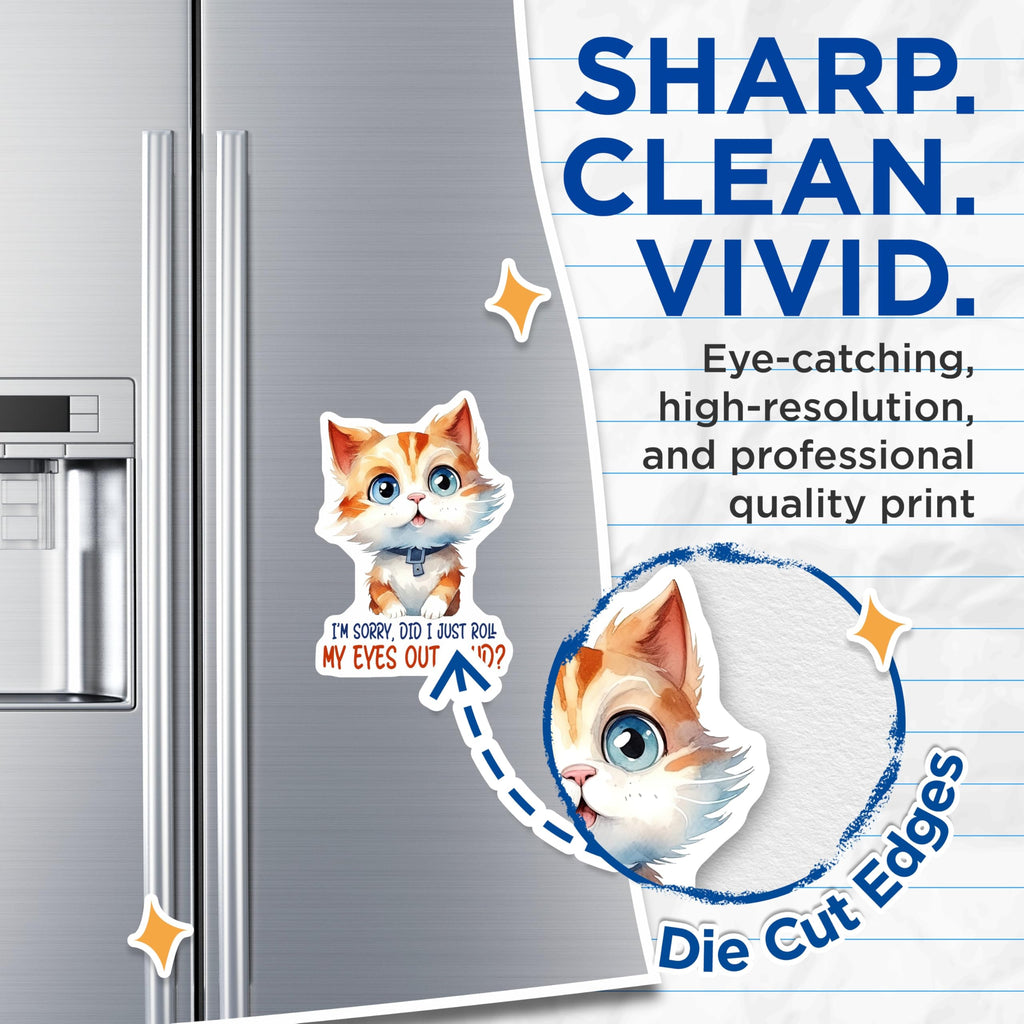 (2 Pack) Funny Cat Magnets - Sarcastic Kitten - Ginger Tabby Refrigerator Decorations - 5" On Longest Side - Premium Magnet - for Cars, Refrigerators, Toolboxes, Lockers - Made in USA - MAG15666