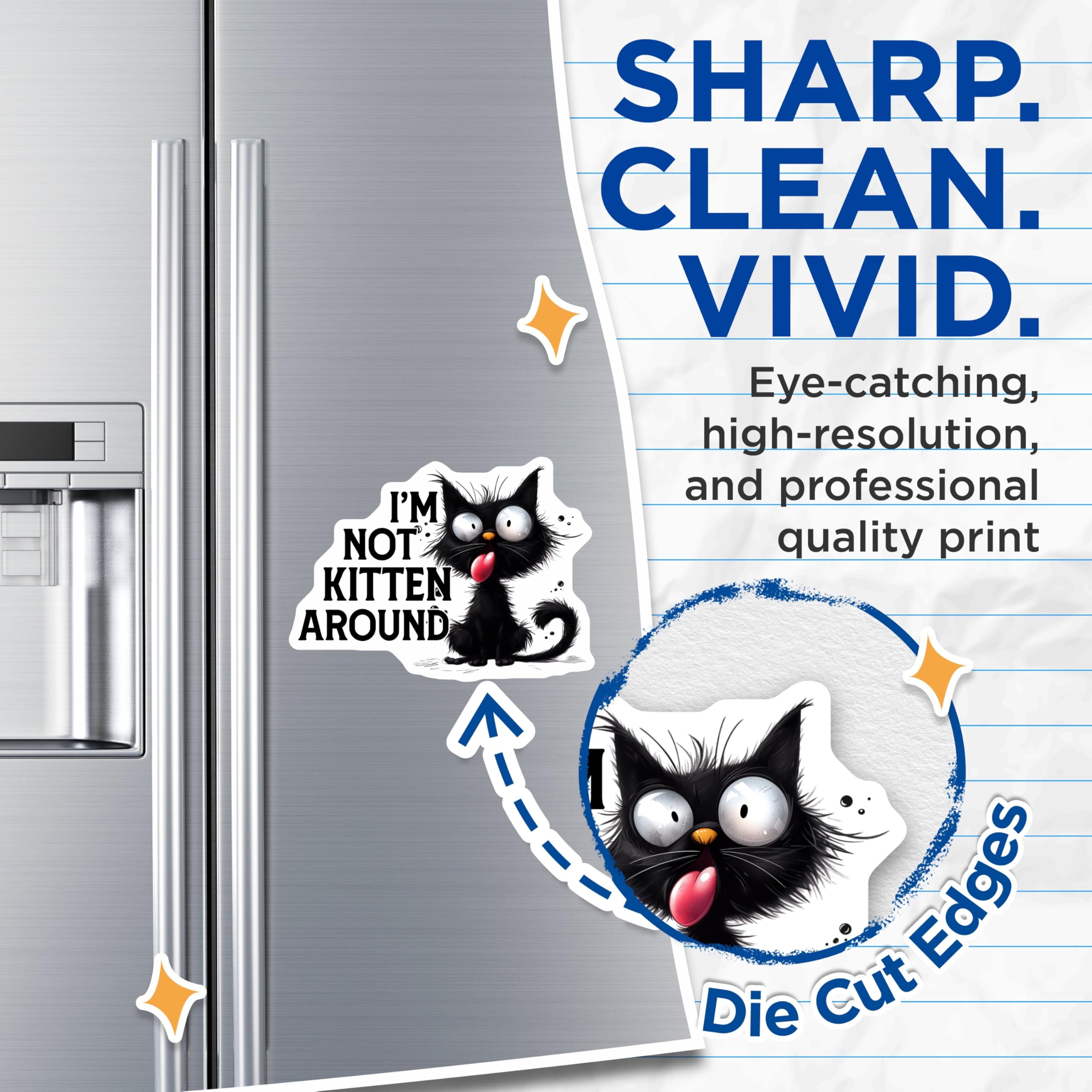 (2 Pack) Funny Cat Magnets - Goofy Kitten Decor - Sarcastic Pet Lovers - 5" On Longest Side - Premium Magnet - for Cars, Refrigerators, Toolboxes, Lockers - Made in USA - MAG14067