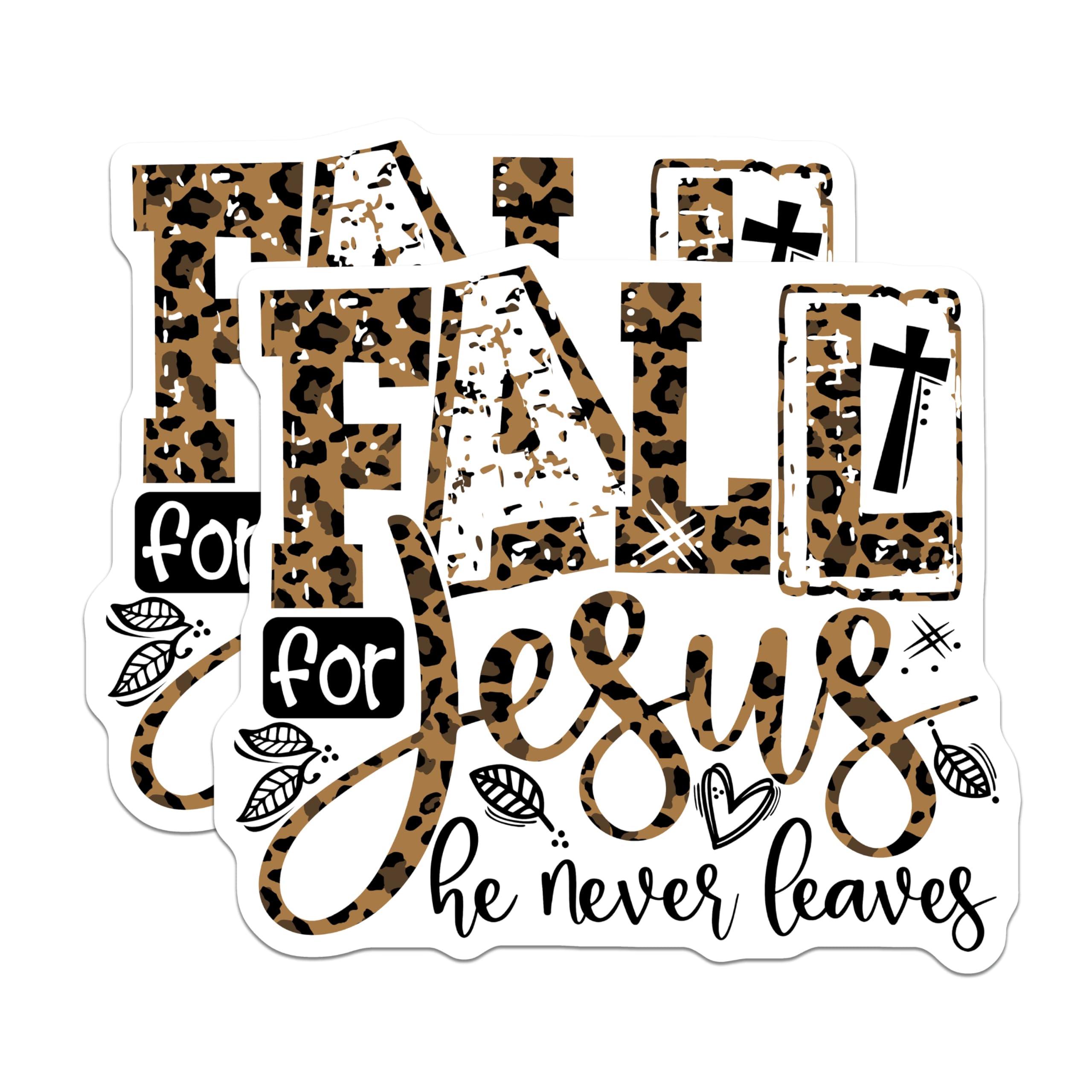 (2 Pack) Christian Fall Magnets - Jesus Faith Decor - Inspirational Leopard Print Magnets - Autumn Religious Kitchen - 5 Inches On Longest Side - Thick Durable Magnet - Made in USA - MAG27405