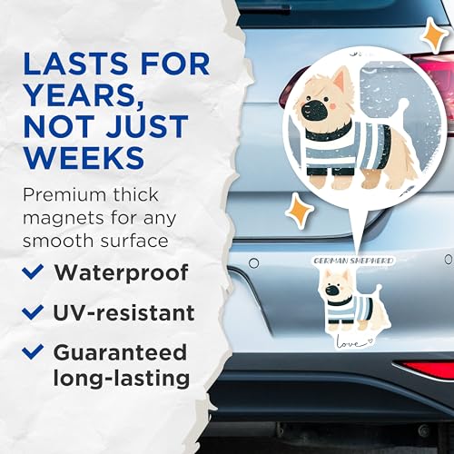 (2 Pack) German Shepherd Love Magnets - Cute Dog Fridge Magnet - Puppy Decor for Dog Lovers - 5" On Longest Side - for Cars, Fridges, Toolboxes - Made in USA - MAG7300