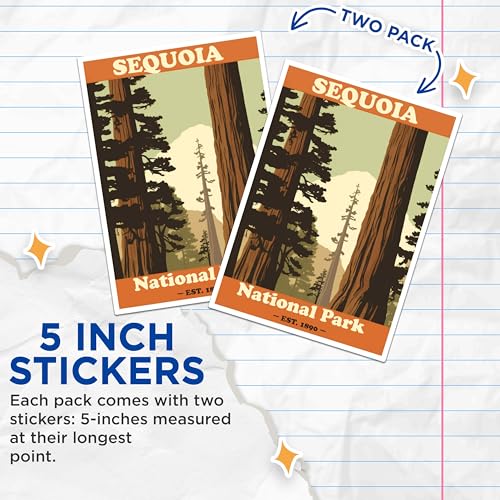 (2 Packs) Sequoia National Park Stickers - Sequoia National Park Decals - 5 Inches On Longest Side - Premium Vinyl Decal - Sticks to Any Smooth Flat Surface - Made in USA - BMCS2519