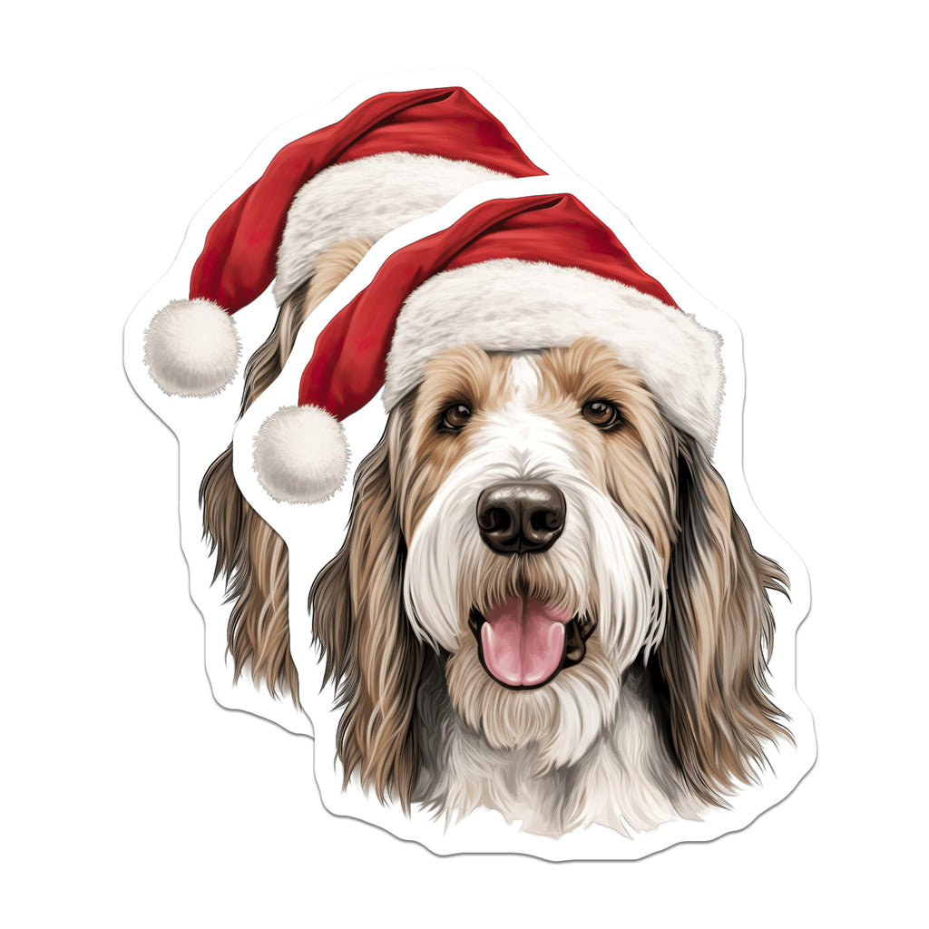 (2 Pack) Christmas Dog Magnets - Santa Hat Pet - Holiday Hound Decor - 5 Inches On Longest Side - Thick Durable Magnet - Made in USA - MAG29737
