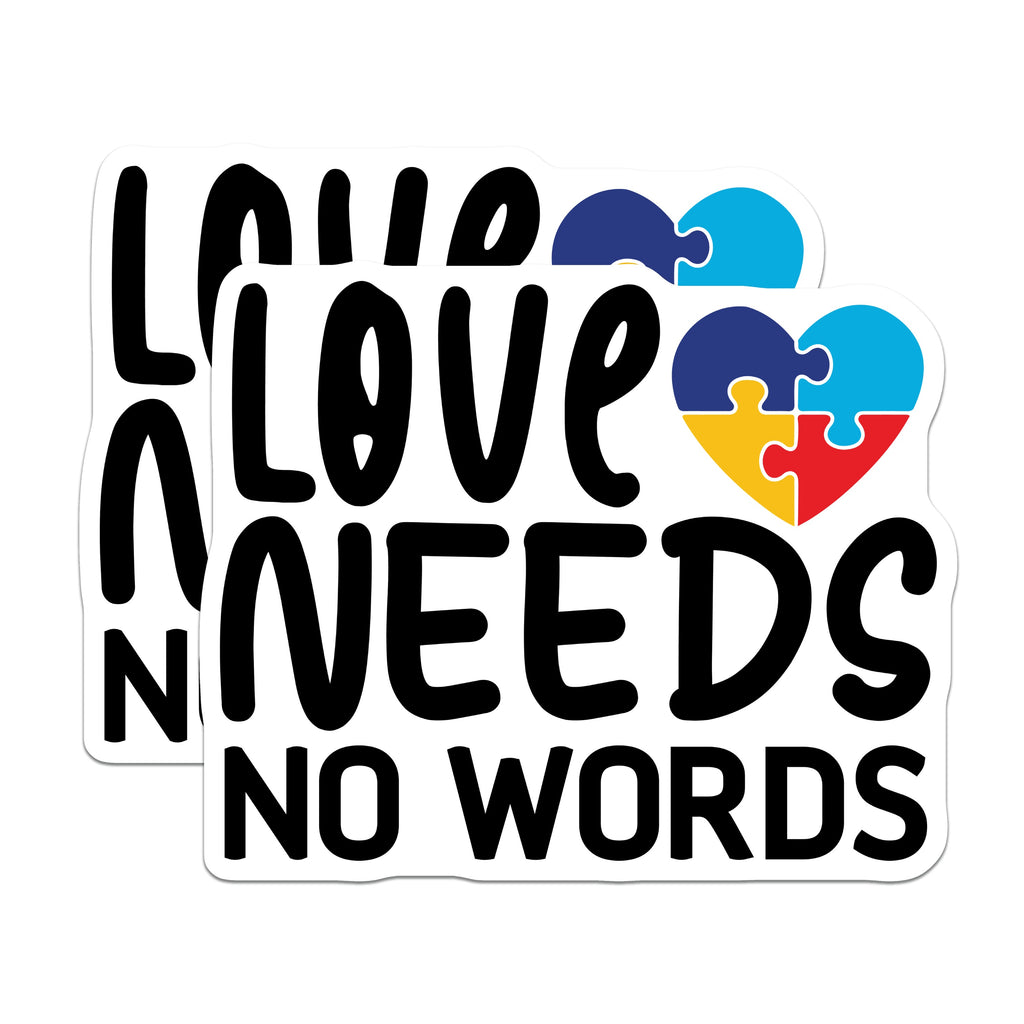 (2 Pack) Autism Awareness Magnets - Love Needs No Words - Puzzle Piece Heart - Neurodiversity Acceptance Decor - 5 Inches On Longest Side - Thick Durable Magnet - Made in USA - MAG37910