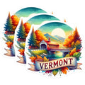 (3 Pack) Vermont Decals - Covered Bridge Sticker - Fall Foliage Art- 3 Inches On Longest Side - Easy Peel & Apply - Made in USA - 3MCS5782