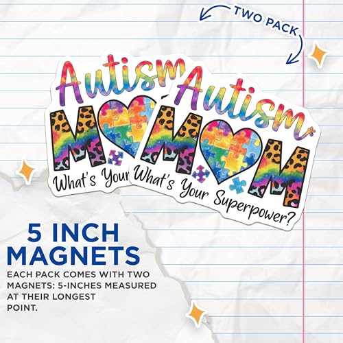 (2 Pack) What's Your Superpower Magnet - Puzzle Piece Pattern - 5" On Longest Side - Sticks to Smooth Flat Surfaces - Made in USA - MAG10059