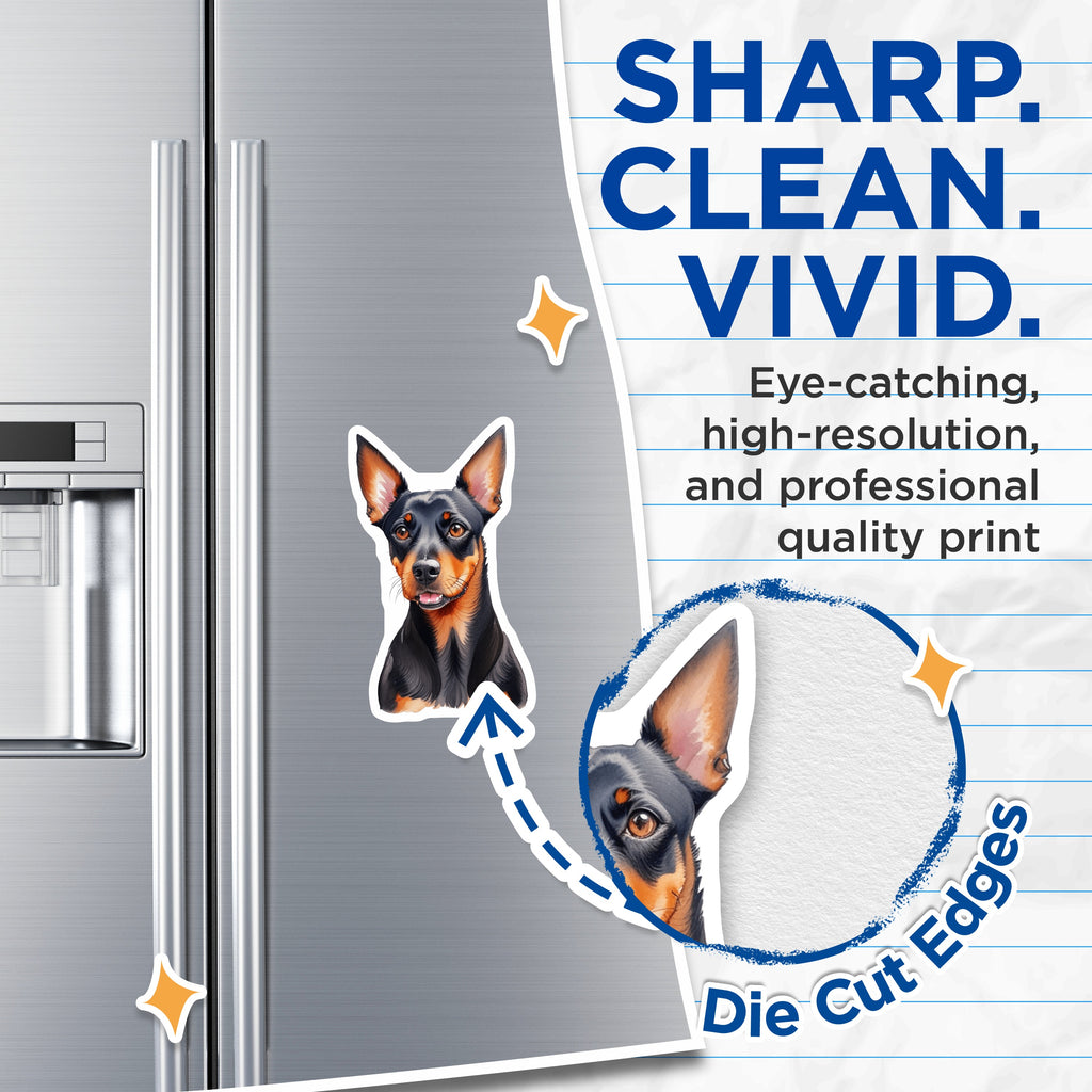 (2 Pack) Min Pin Dog Magnets - Watercolor Miniature Pinscher Art - Dog Owner Fridge Kitchen Decor - 5 Inches On Longest Side - Thick Durable Magnet - Made in USA - MAG37615