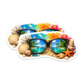 (2 Pack) Tropical Beach Scene Magnets - Summer Vacation Decor - Ocean View Palm Tree Fridge Magnets - 5 Inches On Longest Side - Thick Durable Magnet - Made in USA - MAG38053