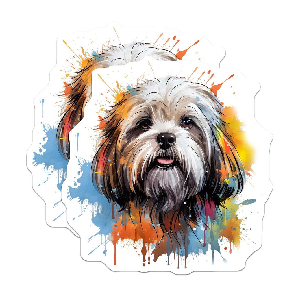 (2 Pack) Shih Tzu Dog Magnets - Watercolor Splatter Art - Dog Lover Fridge Decor - Cute Puppy Animal Art - 5 Inches On Longest Side - Thick Durable Magnet - Made in USA - MAG28171